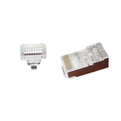 Коннектор RJ 45 Cablexpert (LC-PTF-01/100) экранированный, с позолоченными контактами, с насквозными отверстиями (100 шт/уп)