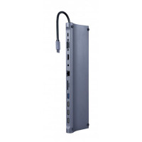 Док-станция Cablexpert USB-C 11-в-1 (A-CM-COMBO11-01) USB-хаб + HDMI/VGA/PD/картридер/LAN/3.5-мм аудио Док-станция Cablexpert USB-C 11-в-1 (A-CM-COMBO11-01) USB-хаб + HDMI/VGA/PD/картридер/LAN/3.5-мм аудио