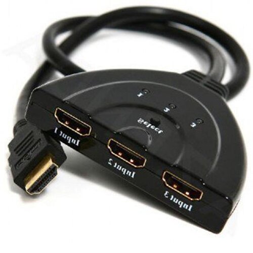 Переключатель HDMI-интерфейса Cablexpert HDMI - 3xHDMI V 1.4 (M/F), 0.5 м, черный (DSW-HDMI-35) блистер