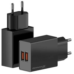 Зарядний пристрій Grand-X 5V 2.1A USB Black (CH-15B)