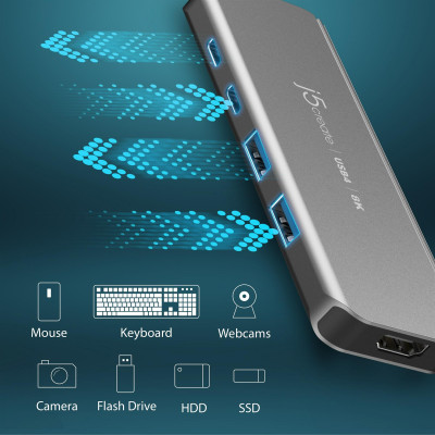 USB-хаб J5create USB-C 5-в-1 Grey (JCH453-N) USB-хаб J5create USB-C 5-в-1 Grey (JCH453-N)