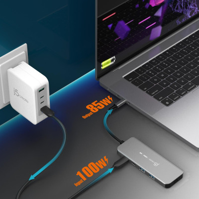 USB-хаб J5create USB-C 5-в-1 Grey (JCH453-N) USB-хаб J5create USB-C 5-в-1 Grey (JCH453-N)