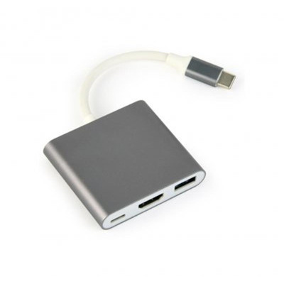 Адаптер Cablexpert (A-CM-HDMIF-02-SG) USB-C - HDMI/USB/USB-C Адаптер Cablexpert (A-CM-HDMIF-02-SG) USB-C - HDMI/USB/USB-C