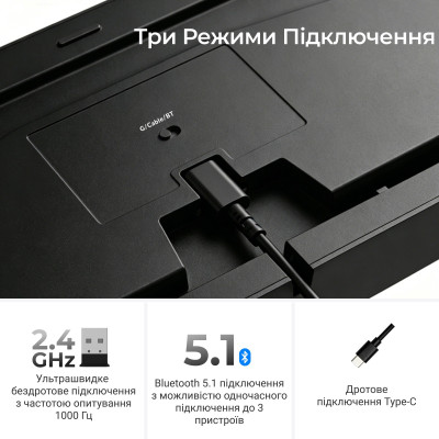 Беспроводная клавиатура Keychron C3 Max Super Red Switch Black RGB (C3M-H1-UA)