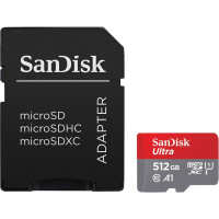 Карта памяти MicroSDXC 512GB UHS-I Class 10 SanDisk Ultra A1 R150MB/s + SD-адаптер (SDSQUAC-512G-GN6MA)