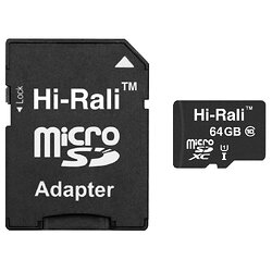 Карта памяти MicroSDXC 64GB Class 10 Hi-Rali + SD-adapter (HI-64GBSDCL10-01)