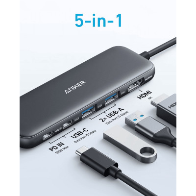 USB-хаб Anker USB-C Hub 332 5-in-1 Black (A8355H11)