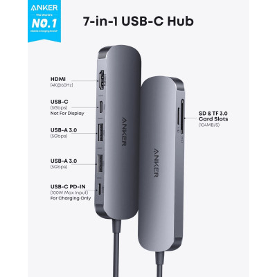Концентратор Anker USB-C Hub 7-in-1 Black (A83D2HA1) Концентратор Anker USB-C Hub 7-in-1 Black (A83D2HA1)