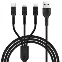 Кабель Hoco U31 Benay 3in1 USB - Lightning/micro USB/USB-C, 1.2 м, Black (K17892) Кабель Hoco U31 Benay 3in1 USB - Lightning/micro USB/USB-C, 1.2 м, Black (K17892)