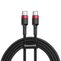Кабель Baseus Cafule USB-C-USB-C, PD2.0 60W 1м Black/Red (CATKLF-G91) Кабель Baseus Cafule USB-C-USB-C, PD2.0 60W 1м Black/Red (CATKLF-G91)