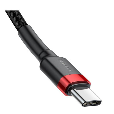 Кабель Baseus Cafule USB-C-USB-C, PD2.0 60W 1м Black/Red (CATKLF-G91) Кабель Baseus Cafule USB-C-USB-C, PD2.0 60W 1м Black/Red (CATKLF-G91)
