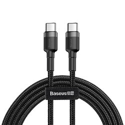 Кабель Baseus Cafule USB-C-USB-C, PD2.0 60W 2м Black/Grey (CATKLF-HG1)