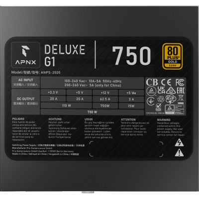 Блок питания APNX Deluxe G1 750 (APPG-D175FEC.X1) 750W Блок питания APNX Deluxe G1 750 (APPG-D175FEC.X1) 750W