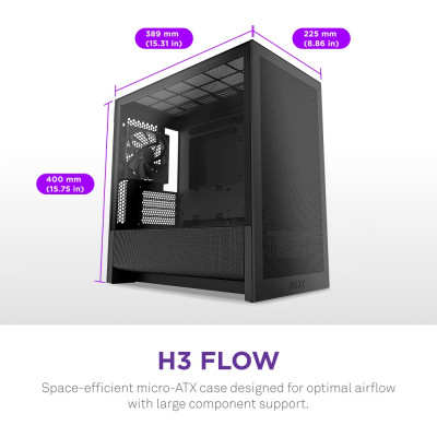 Корпус NZXT H3 Flow Black без БЖ (CC-H31FB-01) Корпус NZXT H3 Flow Black без БЖ (CC-H31FB-01)