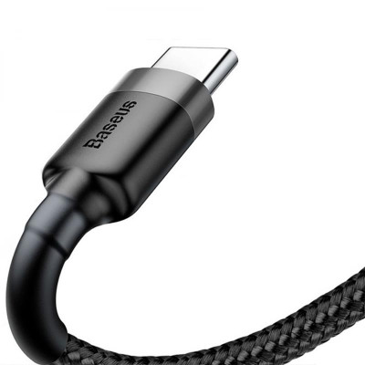 Кабель Baseus Cafule USB-USB-C, 3A, 0.5м Black/Grey (CATKLF-AG1) Кабель Baseus Cafule USB-USB-C, 3A, 0.5м Black/Grey (CATKLF-AG1)