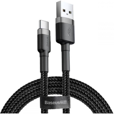 Кабель Baseus Cafule USB-USB-C, 3A, 0.5м Black/Grey (CATKLF-AG1) Кабель Baseus Cafule USB-USB-C, 3A, 0.5м Black/Grey (CATKLF-AG1)