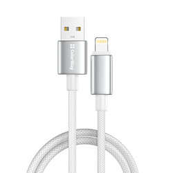 Кабель ColorWay USB - Lightning (M/M), zinc alloy braided, 3А, 1 м, White (CW-CBUL098-WT)