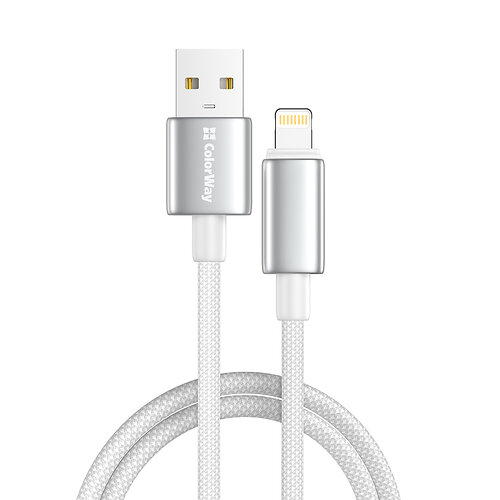 Кабель ColorWay USB - Lightning (M/M), цинковый сплав, 3А, 1 м, Белый (CW-CBUL098-WT)