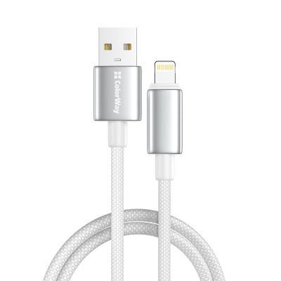 Кабель ColorWay USB - Lightning (M/M), цинковый сплав, 3А, 2 м, Белый (CW-CBUL099-WT)