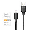 Кабель ColorWay USB - Lightning (M/M), TPE embossed, 3А, 1 м, Black (CW-CBUL101-BK)
