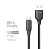 Кабель ColorWay USB - USB Type-C (M/M), TPE embossed, 3А, 1 м, Black (CW-CBUC101-BK)