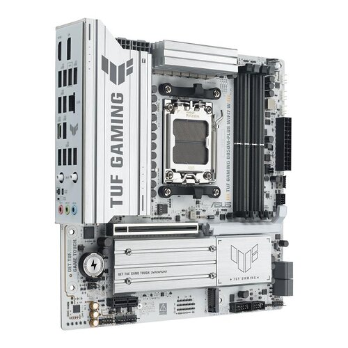 Материнcька плата ASUS TUF GAMING B850M-PLUS WIFI7 W sAM5 B850 4xDDR5 M.2 HDMI DP Wi-Fi BT mATX білий