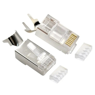 Коннектор RJ 45 Cablexpert (LC-PTF7-01/50) 8P8C, Cat.7, FTP, с насквозными отверстиями, позолоченные контакты (50 шт/уп)
