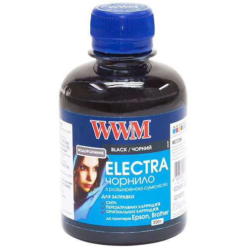 Чорнило WWM EPSON Universal Electra для Epson серій Stylus C/CX, T/TX, S/SX, Stylus Office B/BX, T/TX, Stylus Photo, Stylus Photo R/RX, T/TX, P/PX Black (EU/B) 200г
