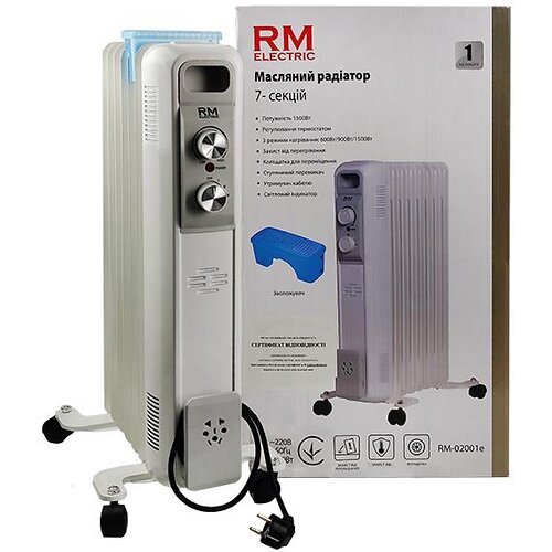 Обігрівач оливний Stanley RM Electric, 15м2, 1500Вт, мех. упр-ння, 7 секцій, зволожувач, білий