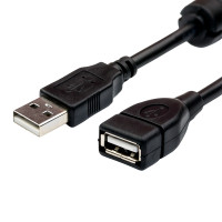 Кабель Atcom USB - USB (M/F), 1.5 м, феритовий фільтр, Black