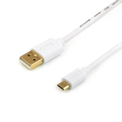 Кабель Atcom (16122) USB 2.0 AM/microUSB, 1.8м, белый