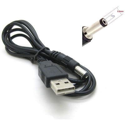Кабель PowerPlant (CA911356) USB 2.0 AM - DC 5.5x2.1, 1 м, чорний