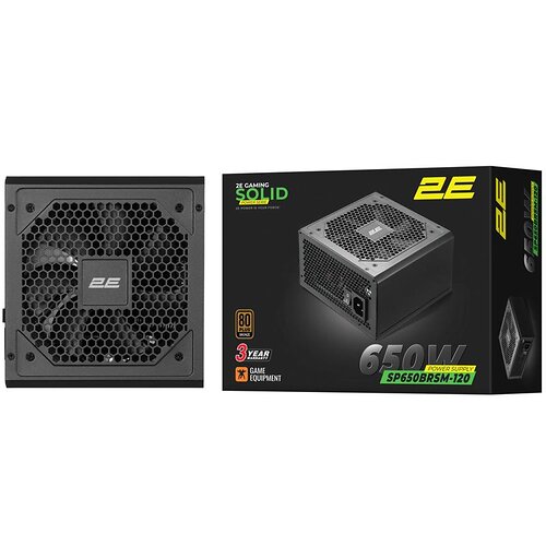 Блок живлення 2E GAMING Solid Power  (650W), >85%, 80+ Bronze, 120мм, 1xMB 24pin(20+4), 2xCPU 8pin(4+4), 3xMolex, 6xSATA, 4xPCIe