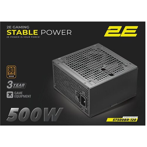 Блок живлення 2E GAMING Stable Power ATX3.1 (500W), >85%, 80+ Bronze, 120мм, 1xMB 24pin(20+4), 2xCPU 8pin(4+4), 3xMolex, 6xSATA,