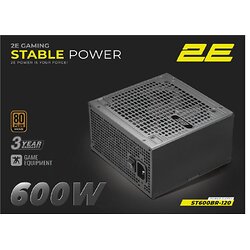 Блок живлення 2E GAMING Stable Power ATX3.1 (600W), >85%, 80+ Bronze, 120мм, 1xMB 24pin(20+4), 2xCPU 8pin(4+4), 3xMolex, 6xSATA,