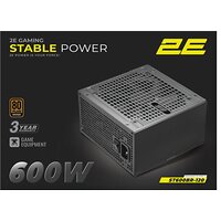 Блок живлення 2E GAMING Stable Power ATX3.1 (600W), >85%, 80+ Bronze, 120мм, 1xMB 24pin(20+4), 2xCPU 8pin(4+4), 3xMolex, 6xSATA,