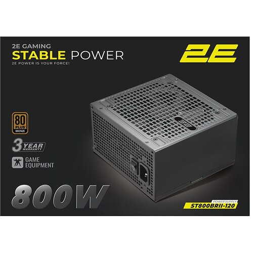Блок живлення 2E GAMING Stable Power Pro ATX3.1 GEN5.0 (800W), >85%, 80+ Bronze, 120мм, 1xMB 24pin(20+4), 2xCPU 8pin(4+4), 3xMol