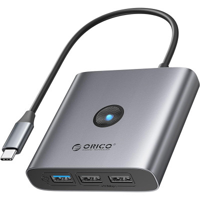 USB-хаб Orico FAX3-5P-GY-EP USB Type-C 3-в-1 Серый (CA914227)
