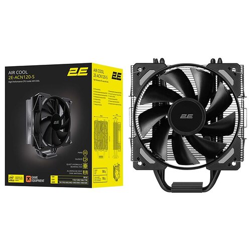 Процесорний кулер 2E GAMING Air Cool ACN120-S, LGA1851, 1700, 1366, 1200, 115x, AM5, AM4, AM3, AM3+, AM2, AM2+, FM2, FM1, 4pin P