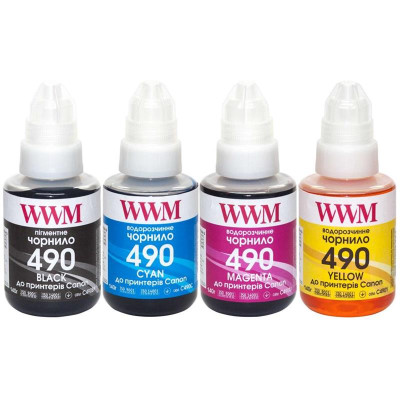 Комплект чорнил WWM для Canon G1400/G2400/G3400 4х140г B/C/M/Y (C490SET4) Комплект чорнил WWM для Canon G1400/G2400/G3400 4х140г B/C/M/Y (C490SET4)