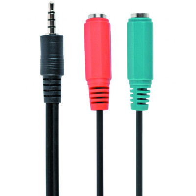 Аудіо-кабель Cablexpert 3.5 мм - 2х3.5 мм (M/F), 0.2 м, Black (CCA-417)