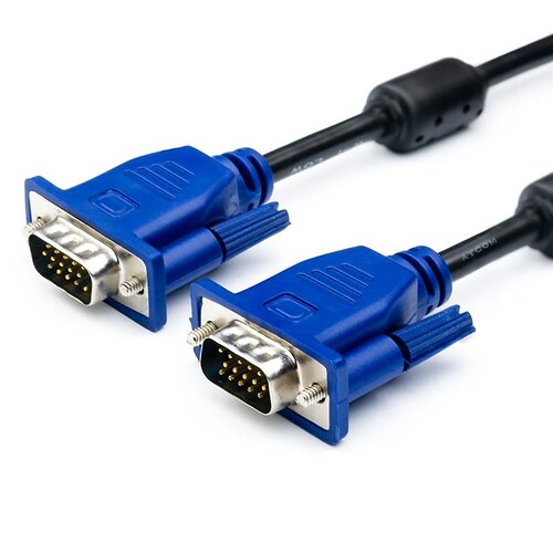 Кабель Atcom VGA - VGA (M/M), HD15, 1080p, с 2-мя фер. кольцами, 3 м, черный (15262)