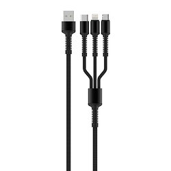 Кабель ColorWay USB - Lightning + micro USB + USB Type-C (M/M), 1.2 м, Dark Grey (CW-CBU3003-GR)