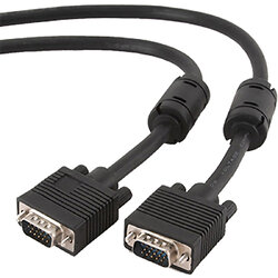 Кабель Cablexpert VGA - VGA (M/M), HD15, с 2-мя фер. кольцами, черный, 10 м (CC-PPVGA-10M-B) пакет