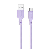 Кабель ColorWay USB - USB Type-C (M/M), soft silicone, 2.4 A, 1 м, Purple (CW-CBUC044-PU)