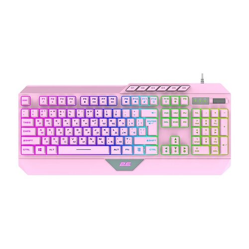 Клавіатура мембранна 2E GAMING KG315 110key, USB-A, EN/UA, RGB, рожевий