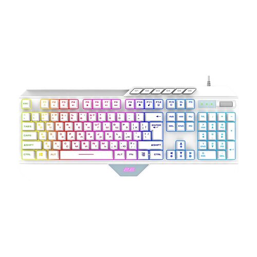 Клавіатура мембранна 2E GAMING KG315 110key, USB-A, EN/UA, RGB, білий