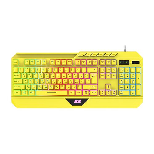 Клавіатура мембранна 2E GAMING KG315 110key, USB-A, EN/UA, RGB, жовтий