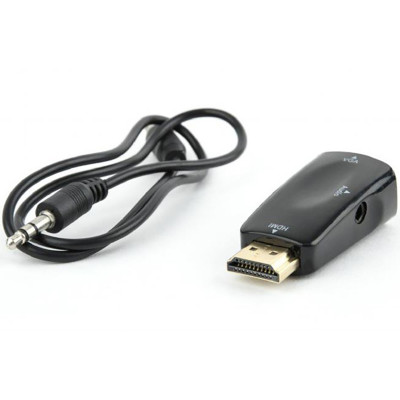 Адаптер Cablexpert (AB-HDMI-VGA-02) HDMI-VGA/3.5 мм, чорний Адаптер Cablexpert (AB-HDMI-VGA-02) HDMI-VGA/3.5 мм, чорний
