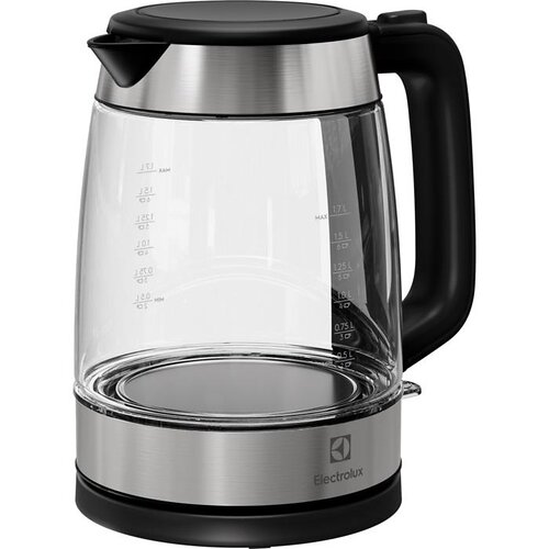 Електрочайник Electrolux 1.7л, Strix, скло, сріблясто-чорний